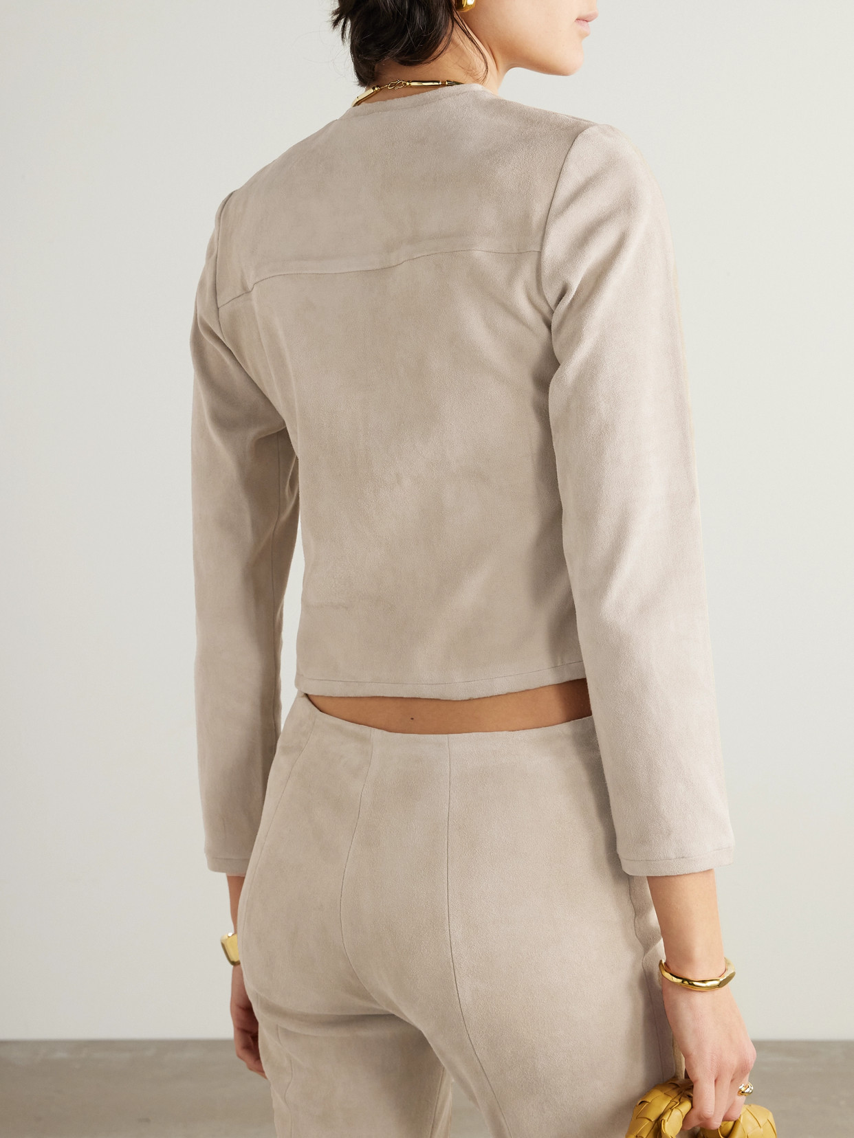 Stouls Astrid Cropped Suede Jacket In Neutrals