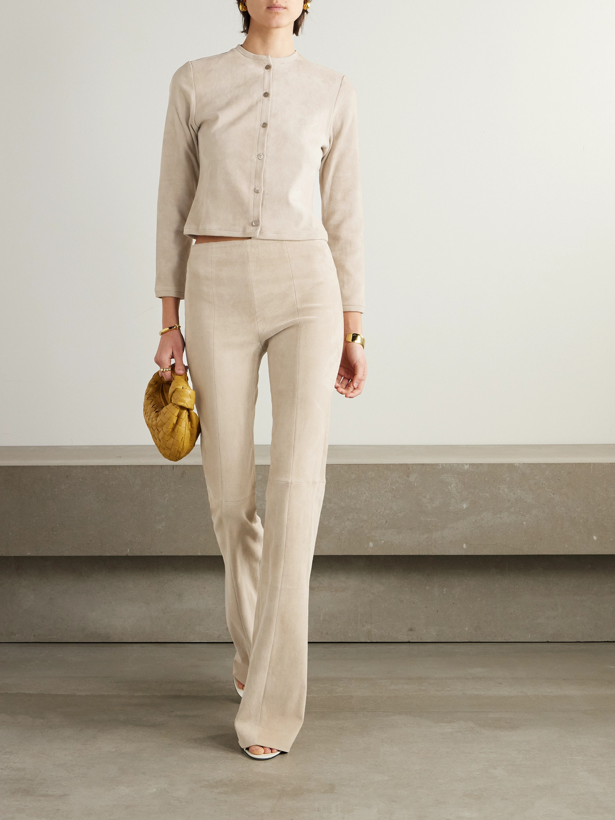 Stouls Astrid Cropped Suede Jacket In Neutrals