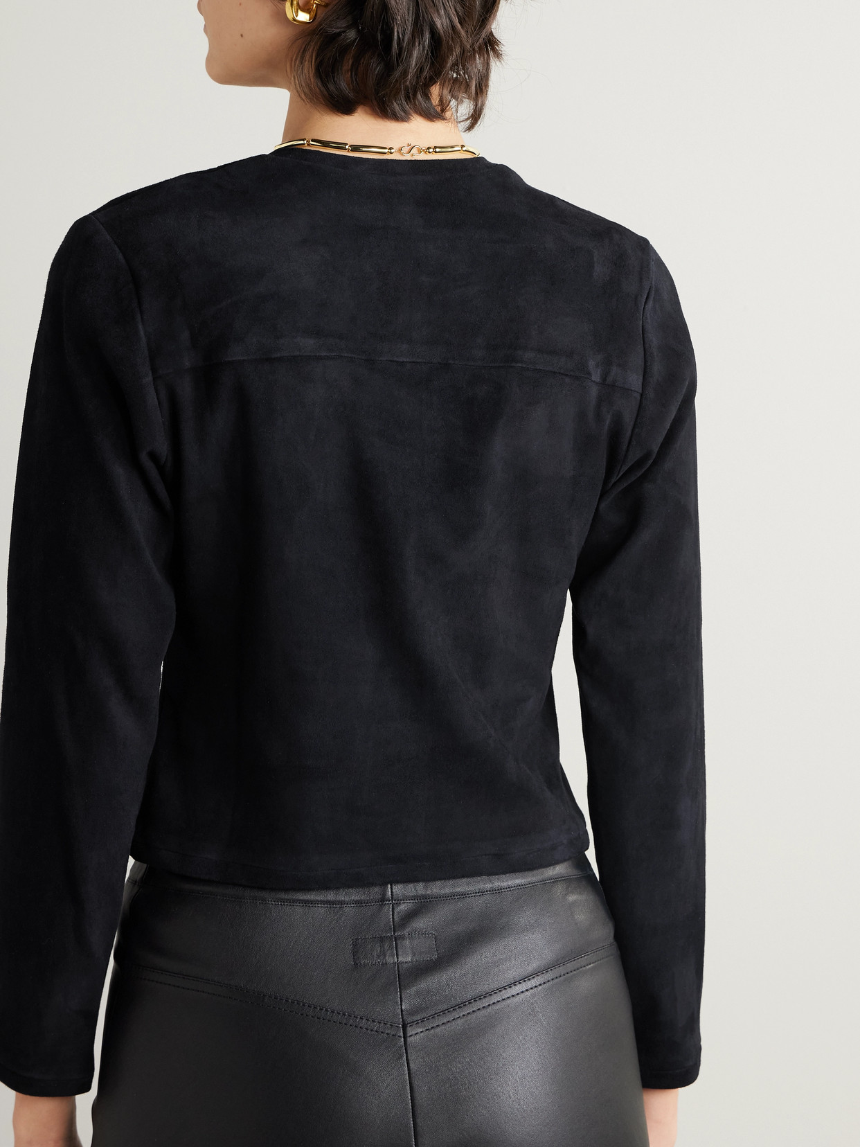 Stouls Astrid Cropped Suede Jacket In Black