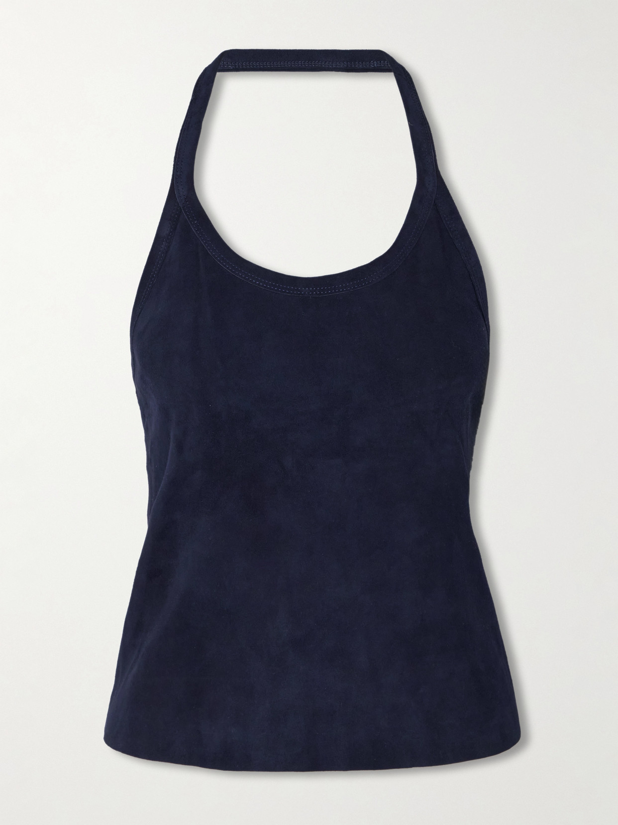 Stouls Cherry Open-back Suede Halterneck Tank In Black