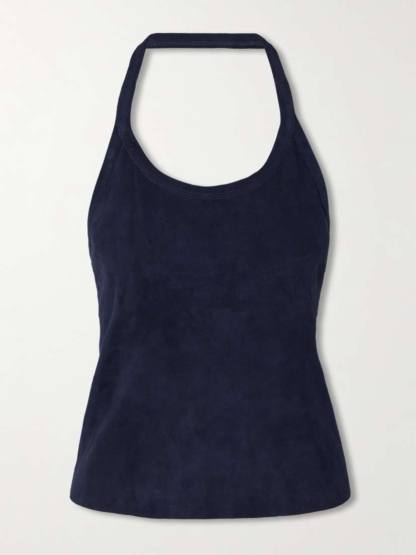 STOULS Cherry Open-back Suede Halterneck Tank