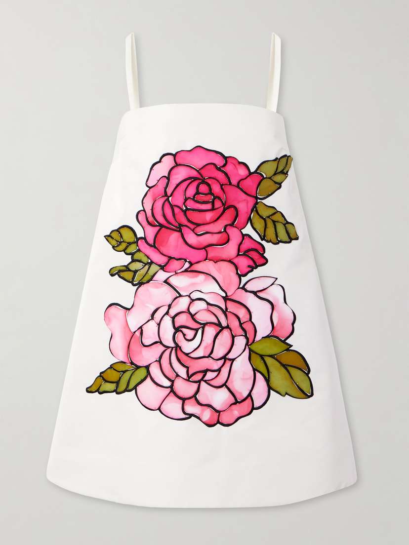 Oscar de la Renta Embellished Faille Mini Dress