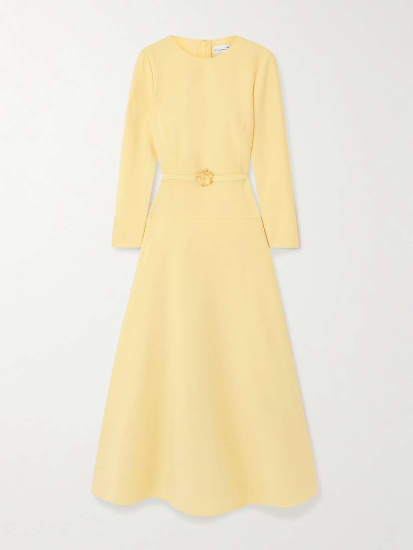 Oscar de la Renta Belted Wool-blend Midi Dress