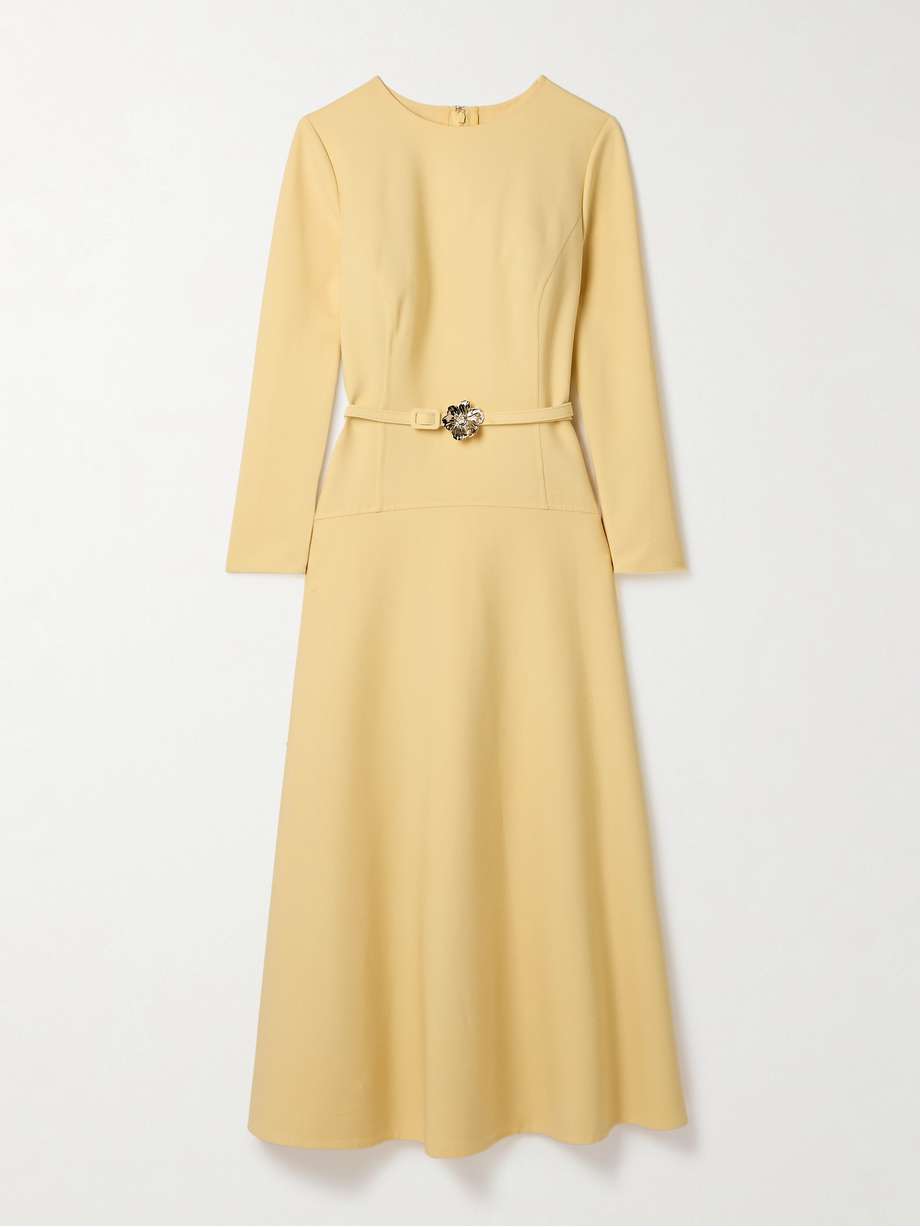 belted wool-blend midi dress