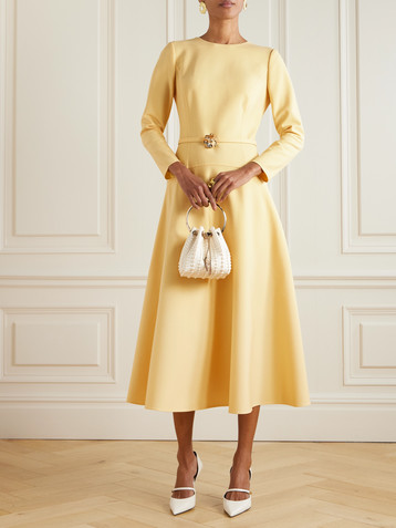 Oscar de la Renta Belted wool-blend midi dress