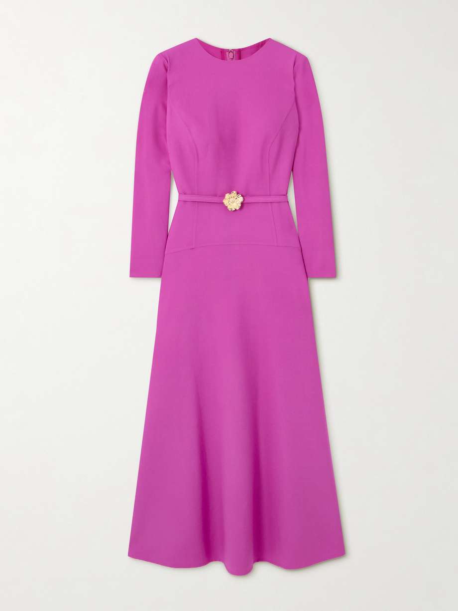 belted wool-blend midi dress
