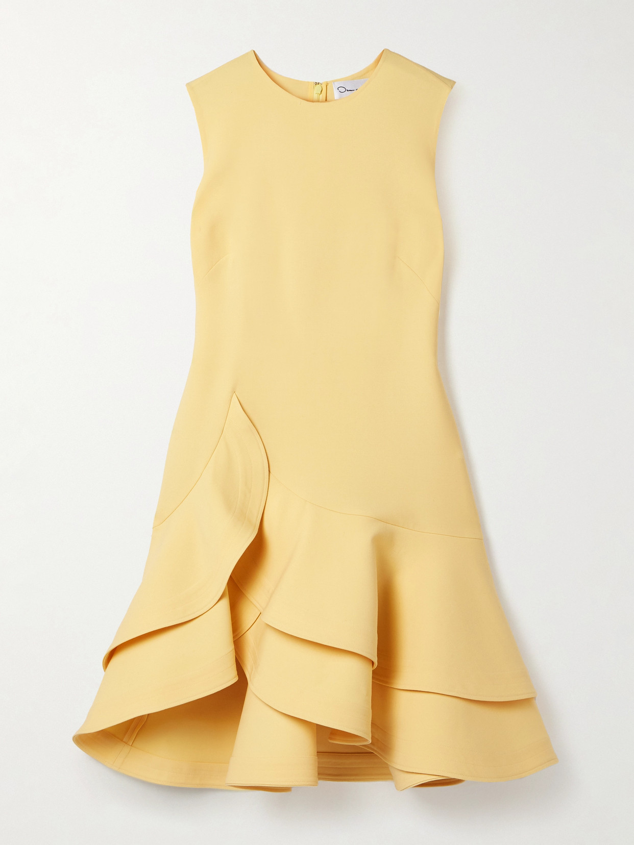 Oscar De La Renta Ruffled Wool-blend Crepe Mini Dress In Yellow