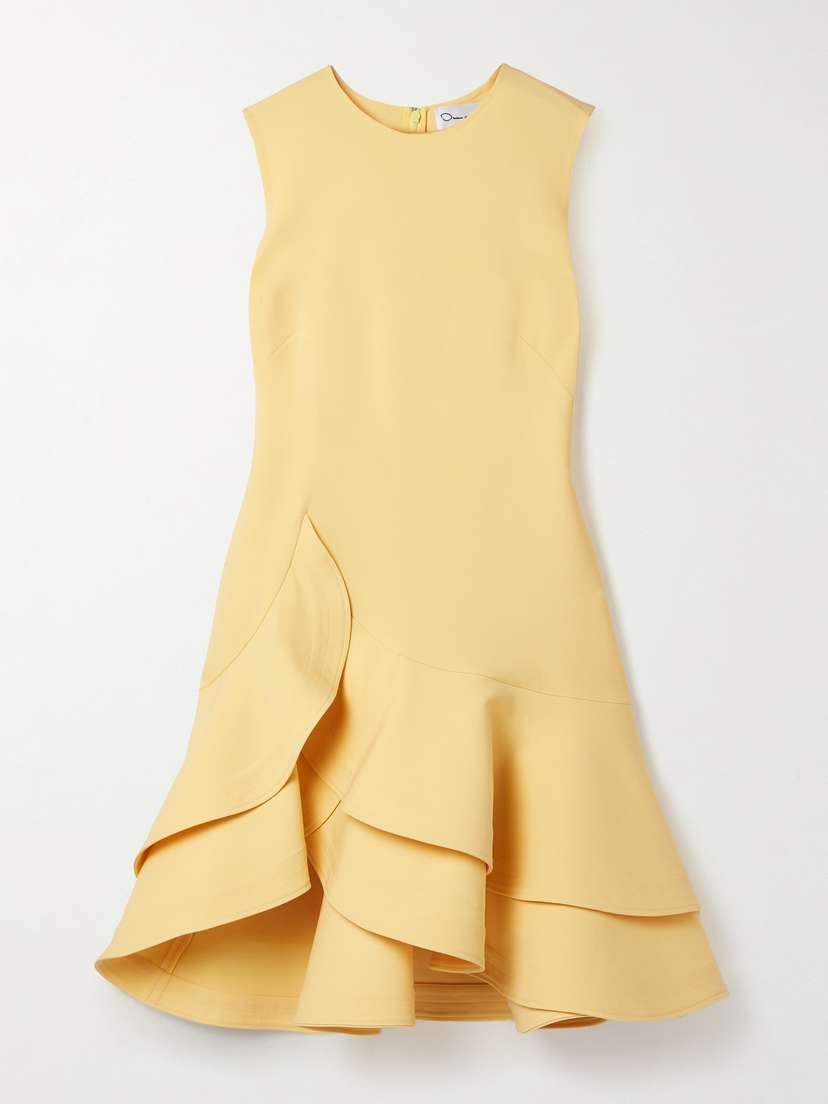 Oscar de la Renta Ruffled Wool-blend Crepe Mini Dress