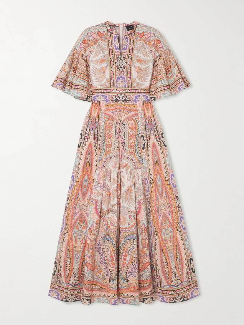 Etro Ruffled Paisley-print Cotton-blend Poplin Maxi Dress