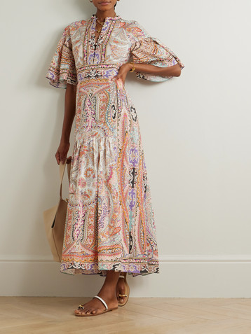 Etro Ruffled paisley-print cotton-blend poplin maxi dress