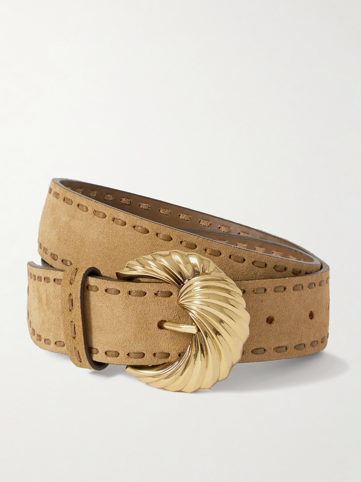 Etro - Leather-trimmed Suede Belt - Beige