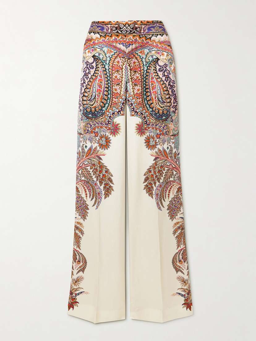Etro Printed Satin Wide-leg Pants
