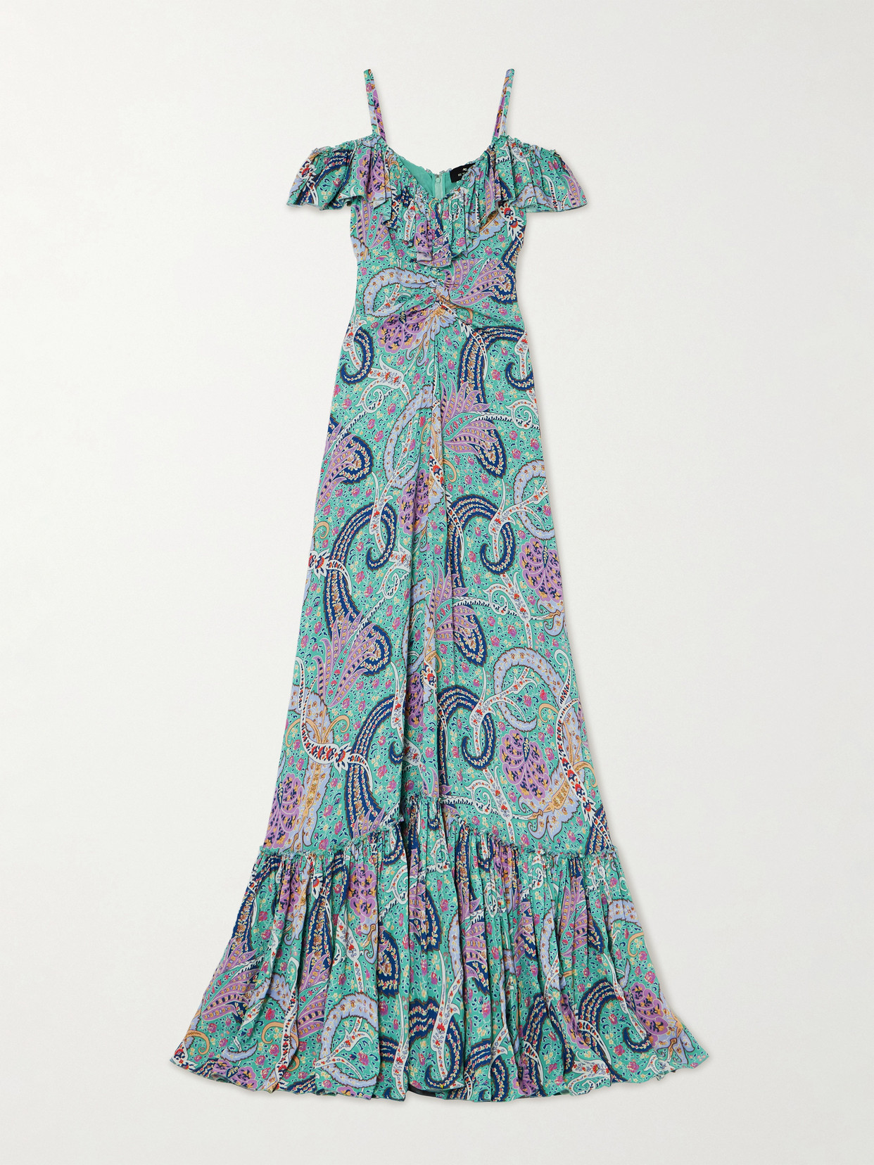 Etro Off-the-shoulder Ruffled Paisley-print Georgette Maxi Dress