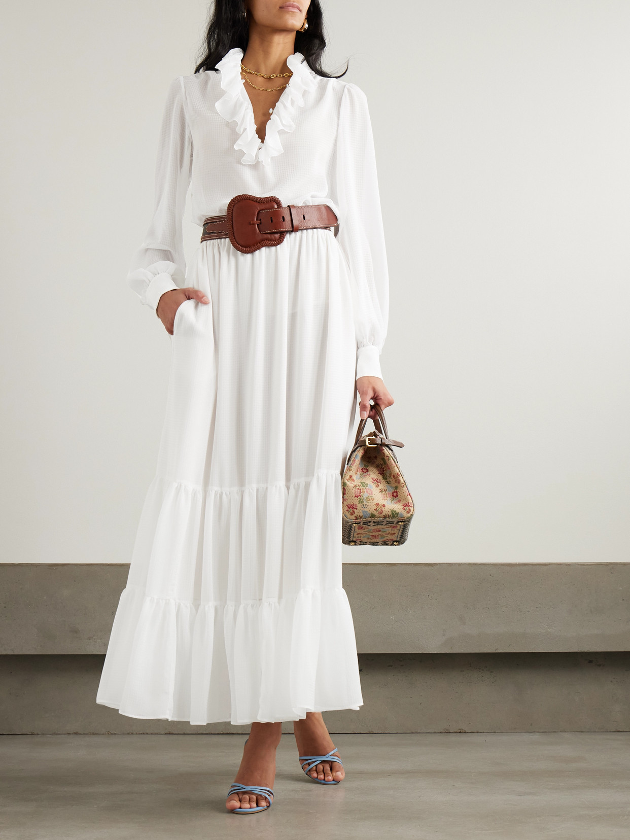 Etro Tiered Jacquard Maxi Skirt