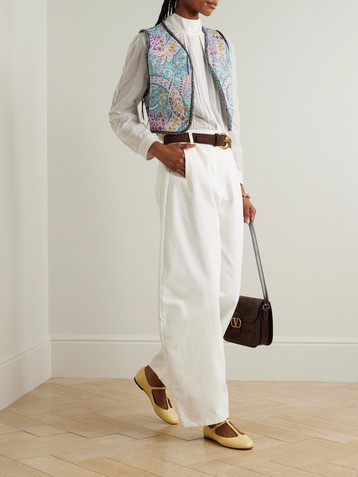 Etro Cropped embroidered denim vest
