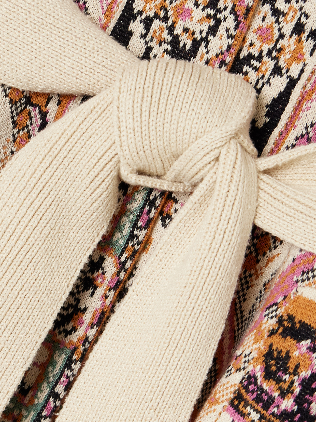 Etro Belted Silk, Cotton And Linen-jacquard Cardigan