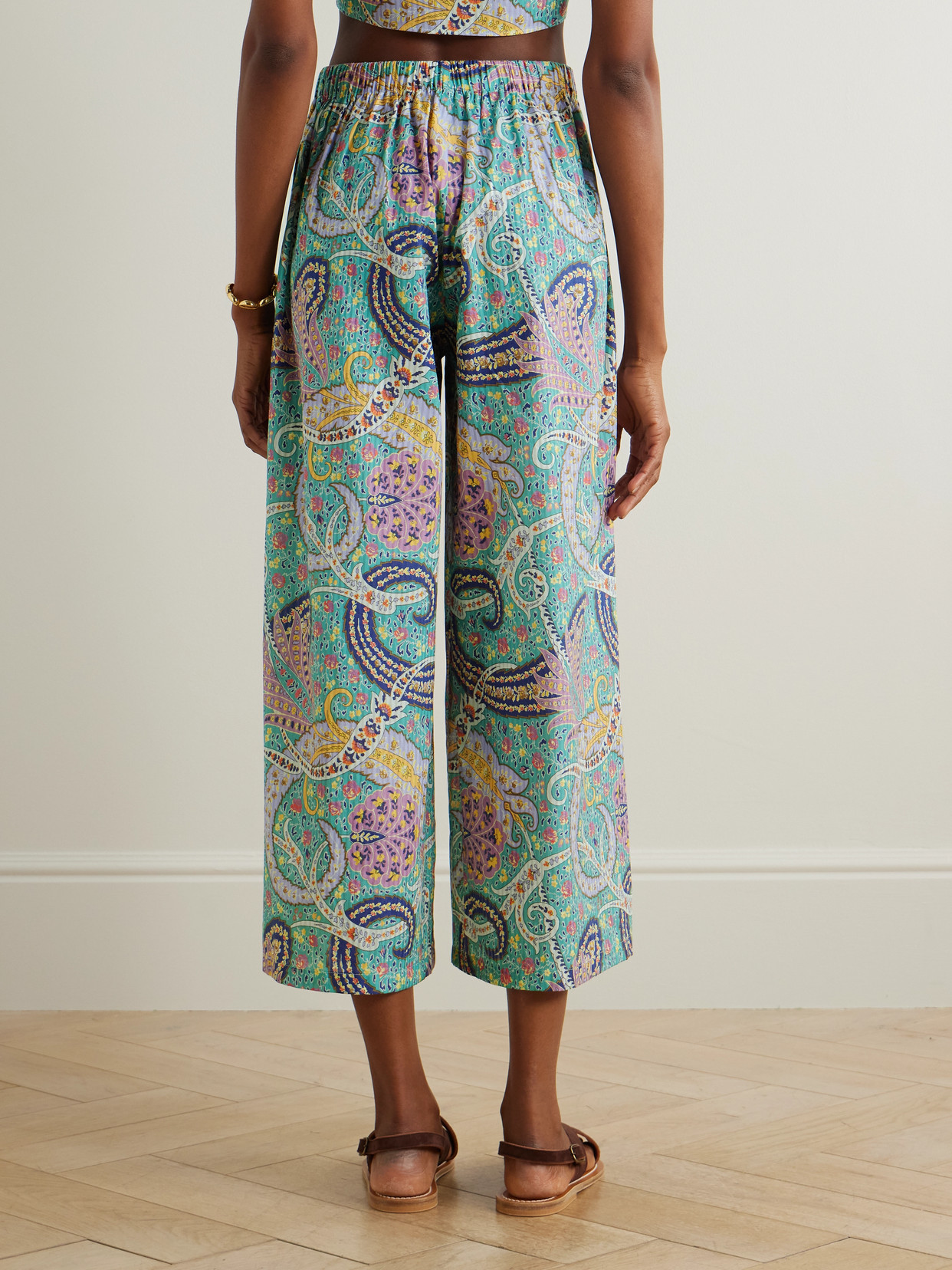 Etro Paisley-print Cotton And Silk-blend Voile Wide-leg Pants