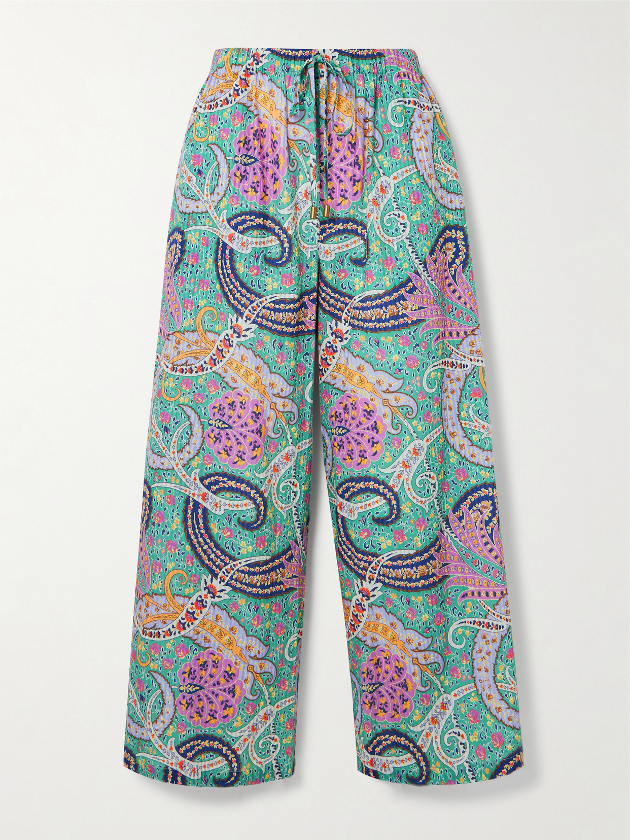 Etro Paisley-print Cotton And Silk-blend Voile Wide-leg Pants
