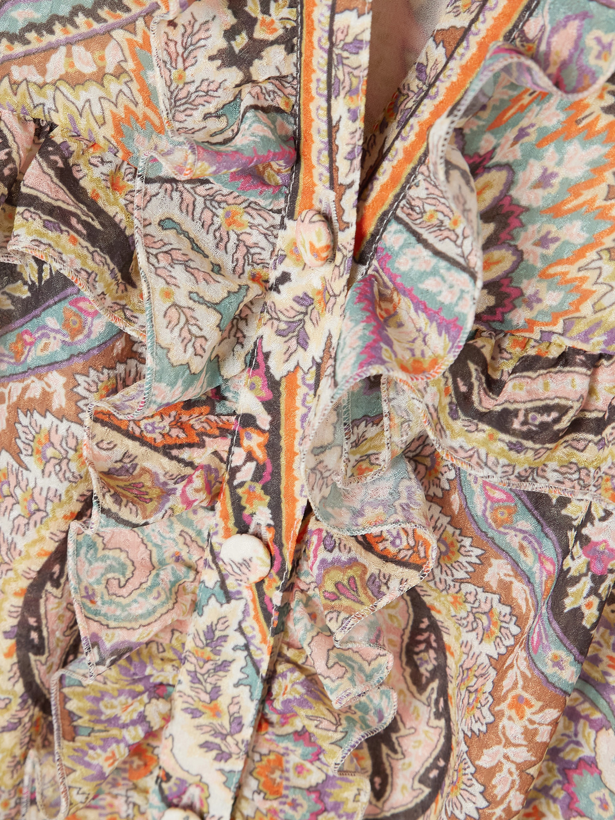 Etro Paisley-print Ruffled Jacquard Blouse