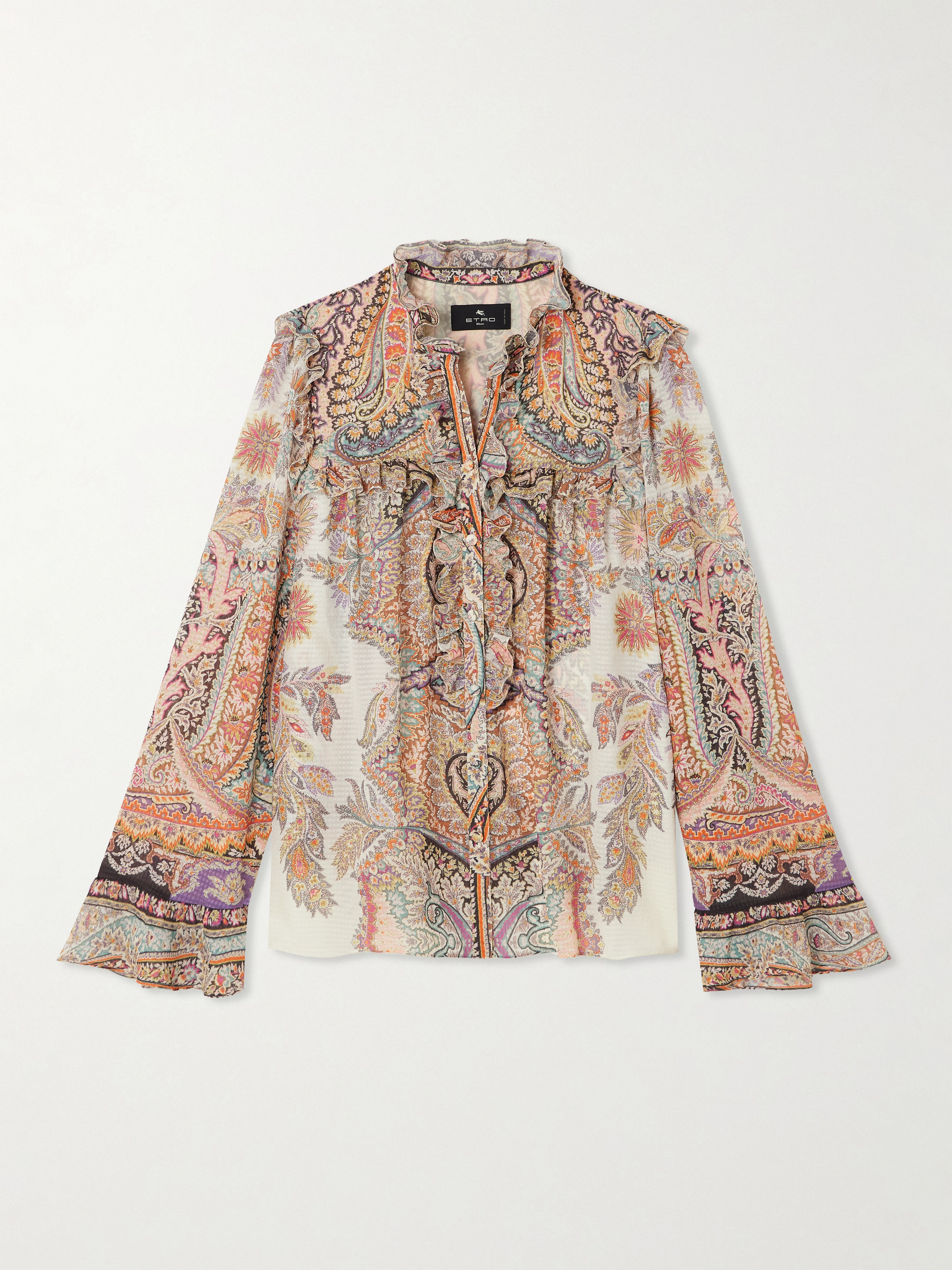 Etro - Paisley-print ruffled jacquard blouse | Plush