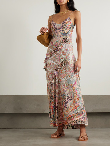 Etro Ruffled printed georgette midi dress