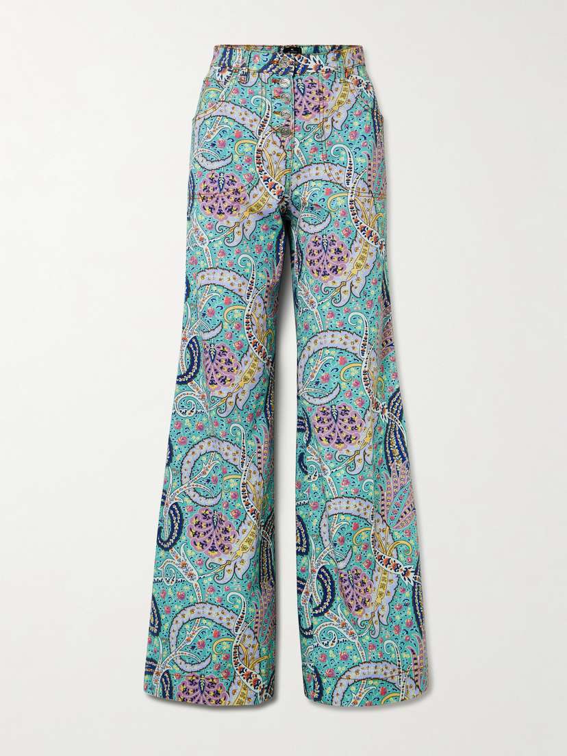 Etro Paisley-print High-rise Wide-leg Jeans