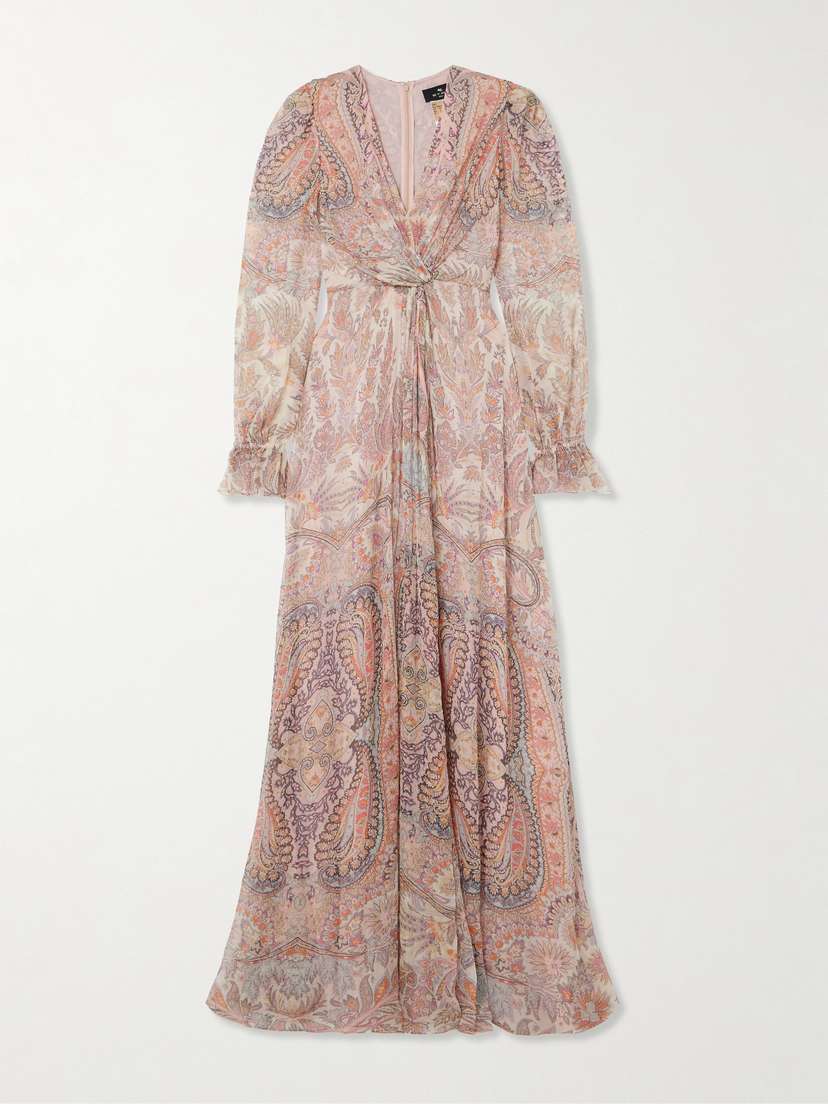 Etro Twist-front Paisley-print Silk-crepon Maxi Dress
