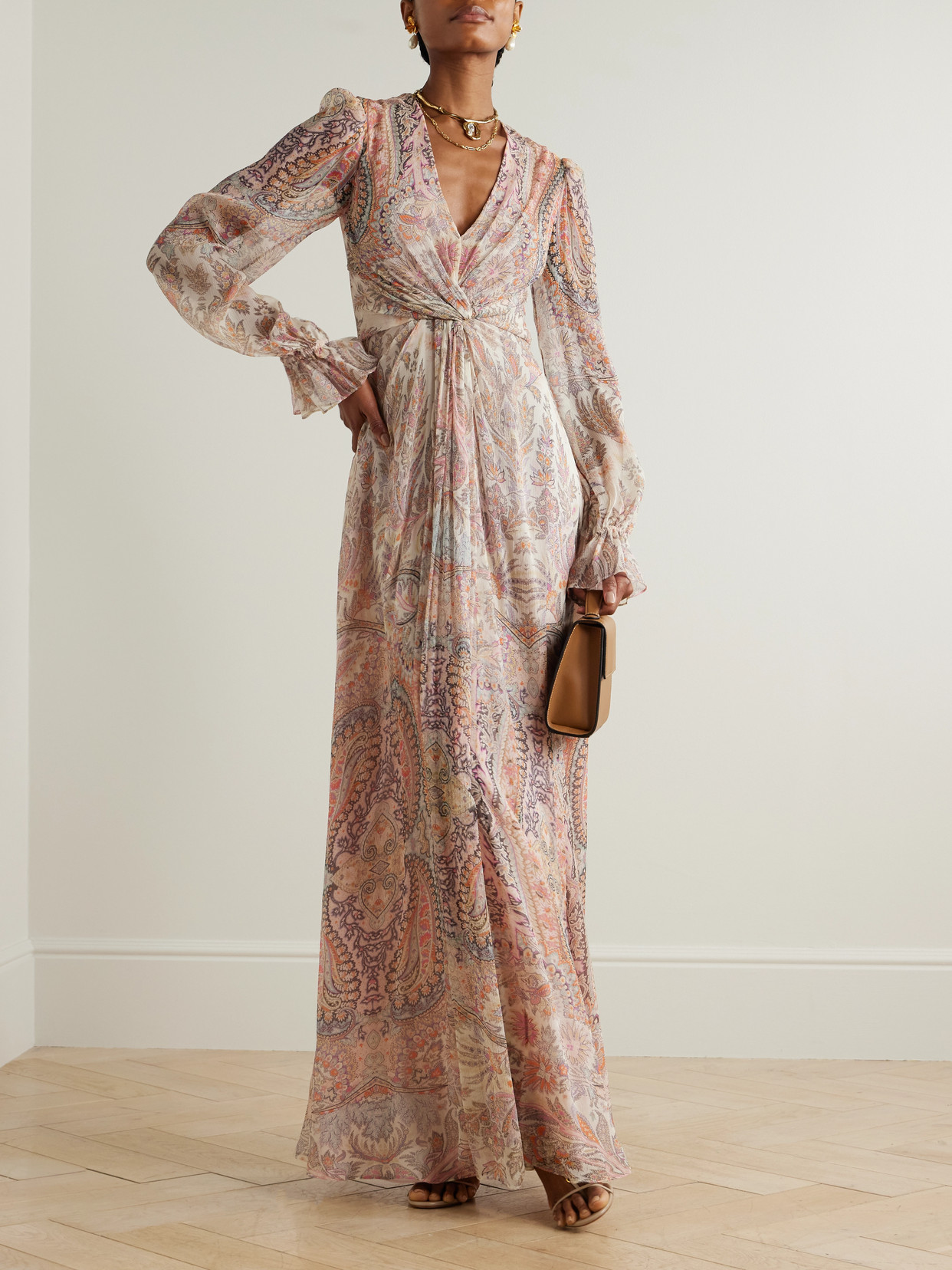 Etro Twist-front Paisley-print Silk-crepon Maxi Dress