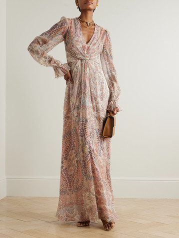 Etro Twist-front paisley-print silk-crepon maxi dress
