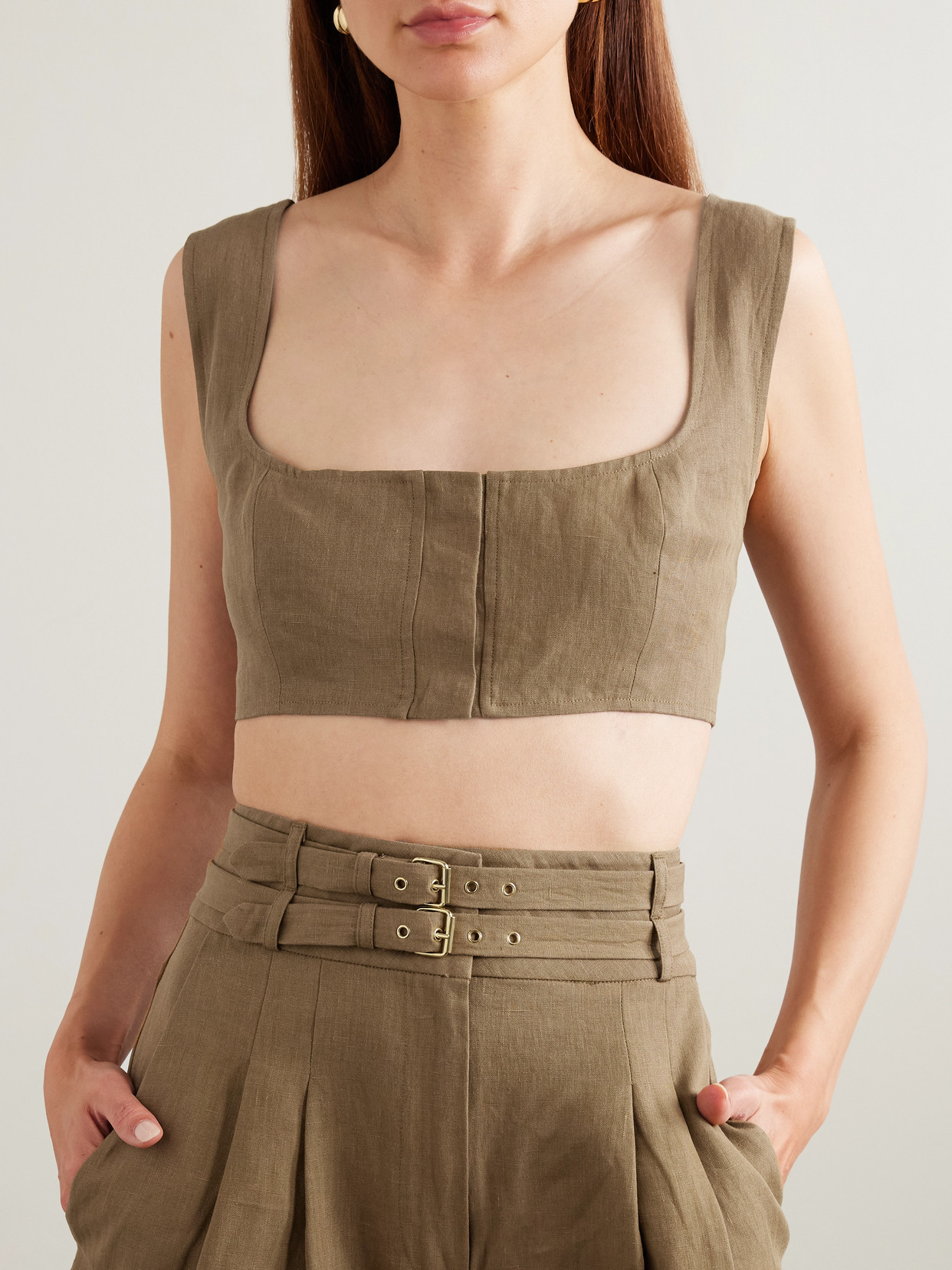 LE KASHA JIRJA CROPPED LINEN TOP 