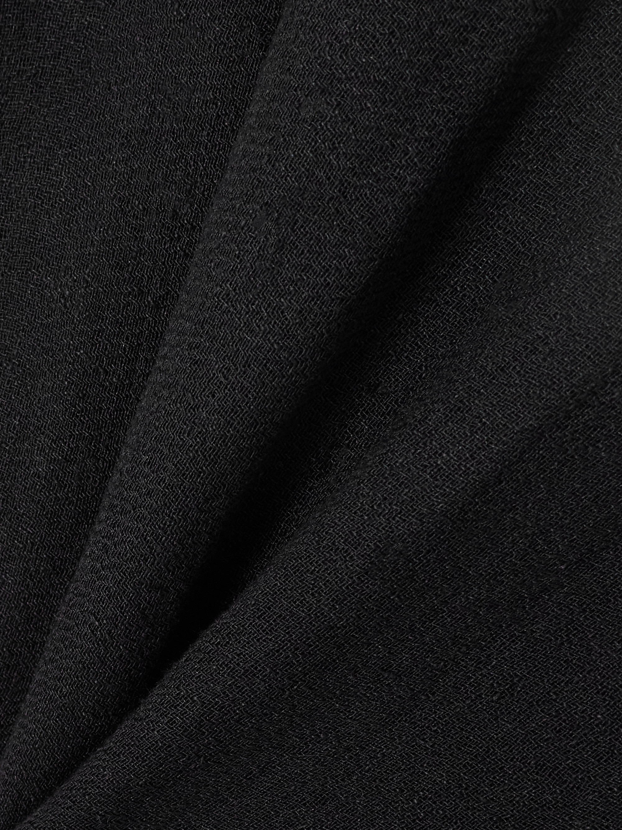 Le Kasha Spetses draped organic linen-gauze mini skirt