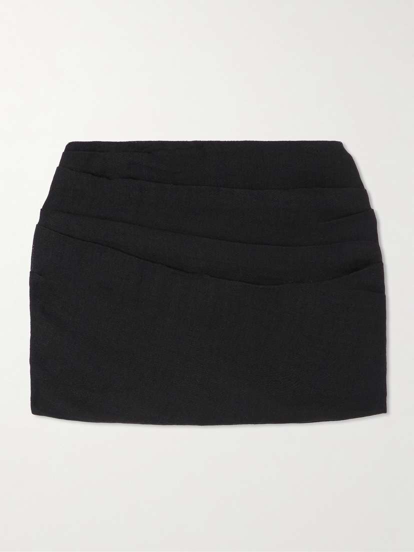 Le Kasha Spetses Draped Organic Linen-gauze Mini Skirt
