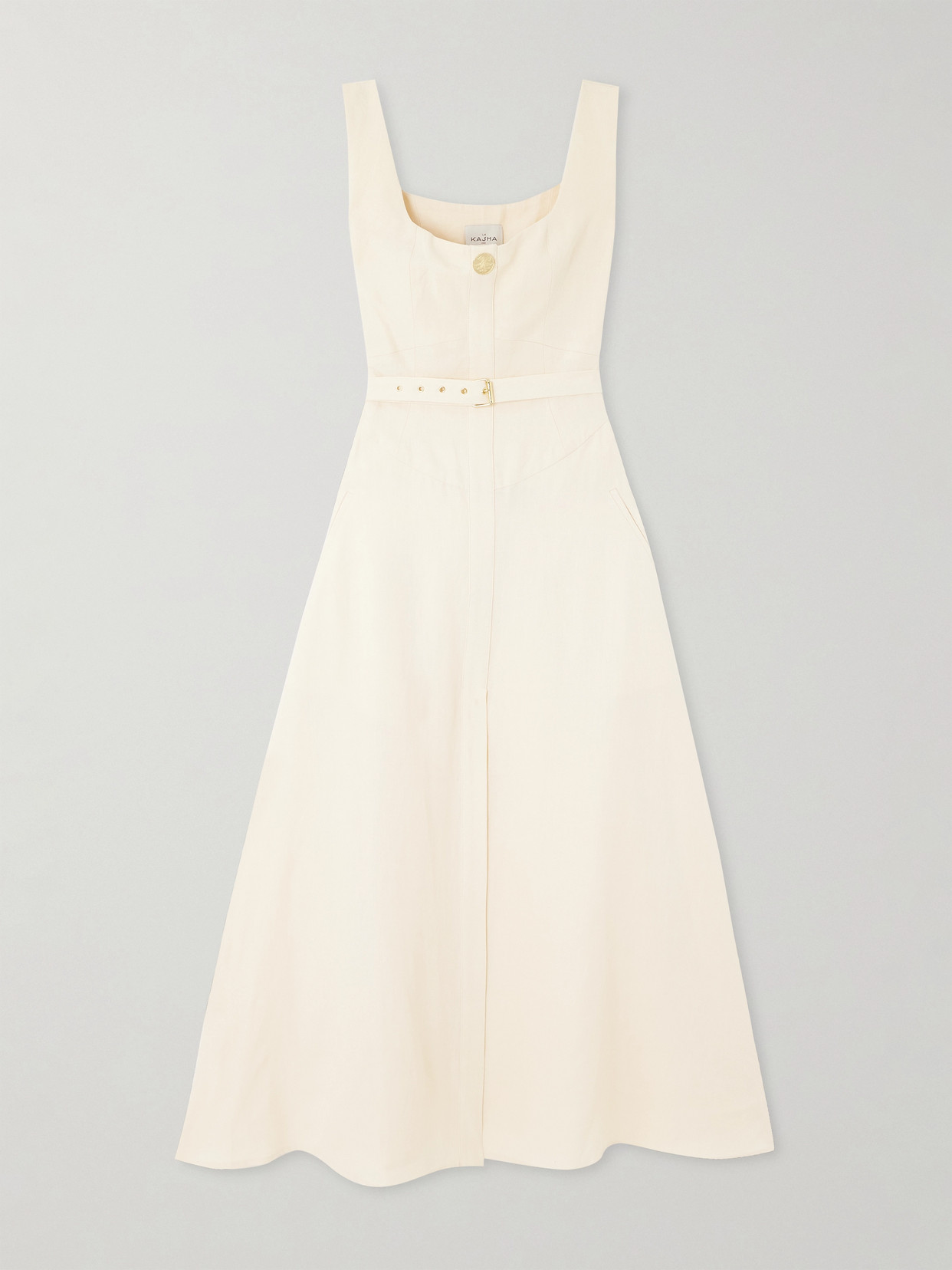 Le Kasha Subu Belted Linen Midi Dress