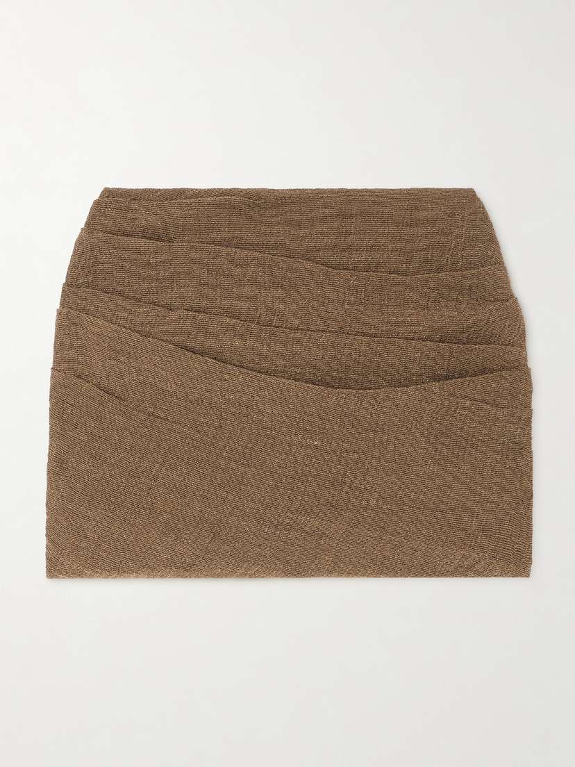 Le Kasha Spetses Draped Organic Linen-gauze Mini Skirt