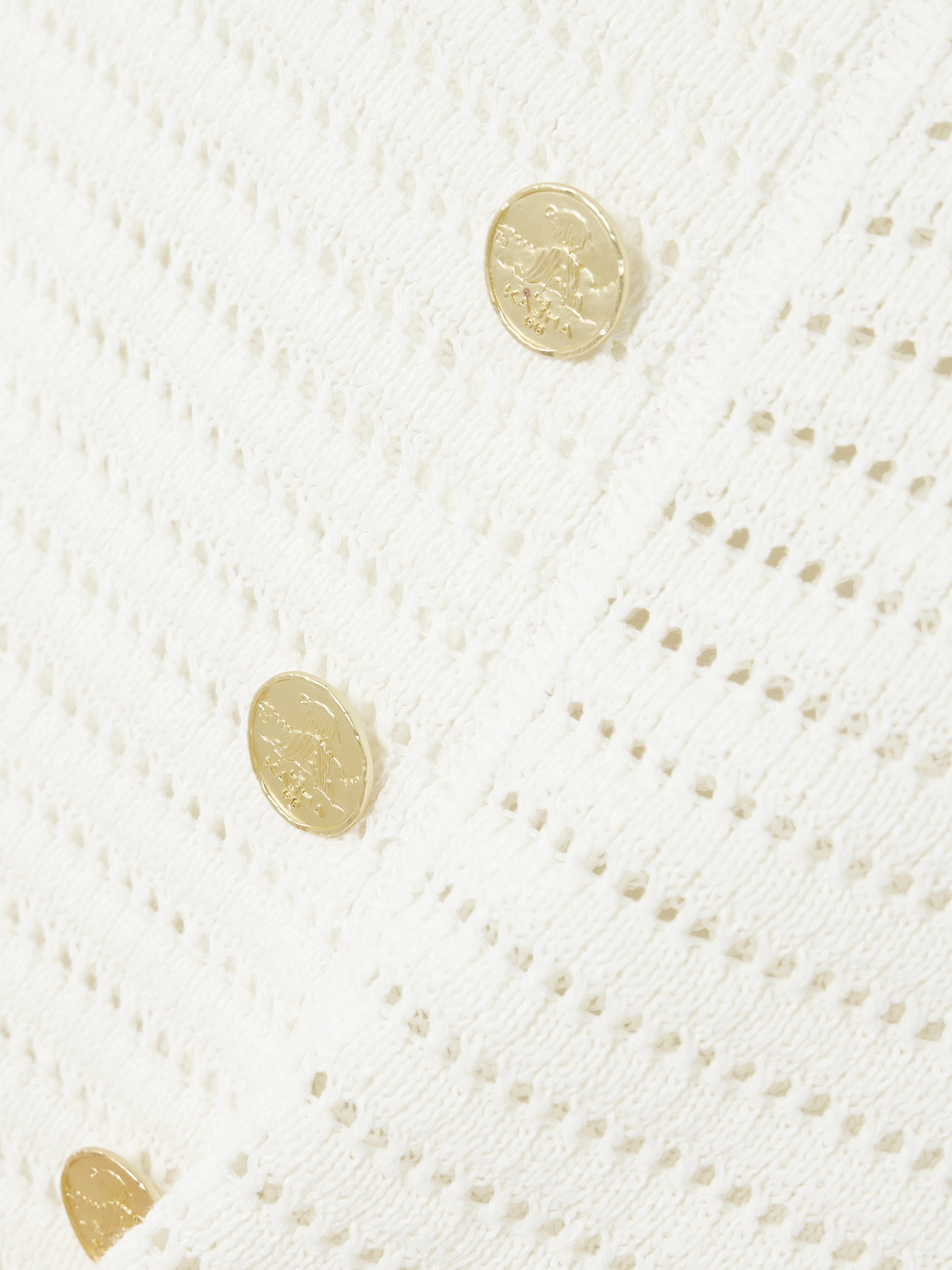 Le Kasha Siflag pointelle-knit linen mini dress