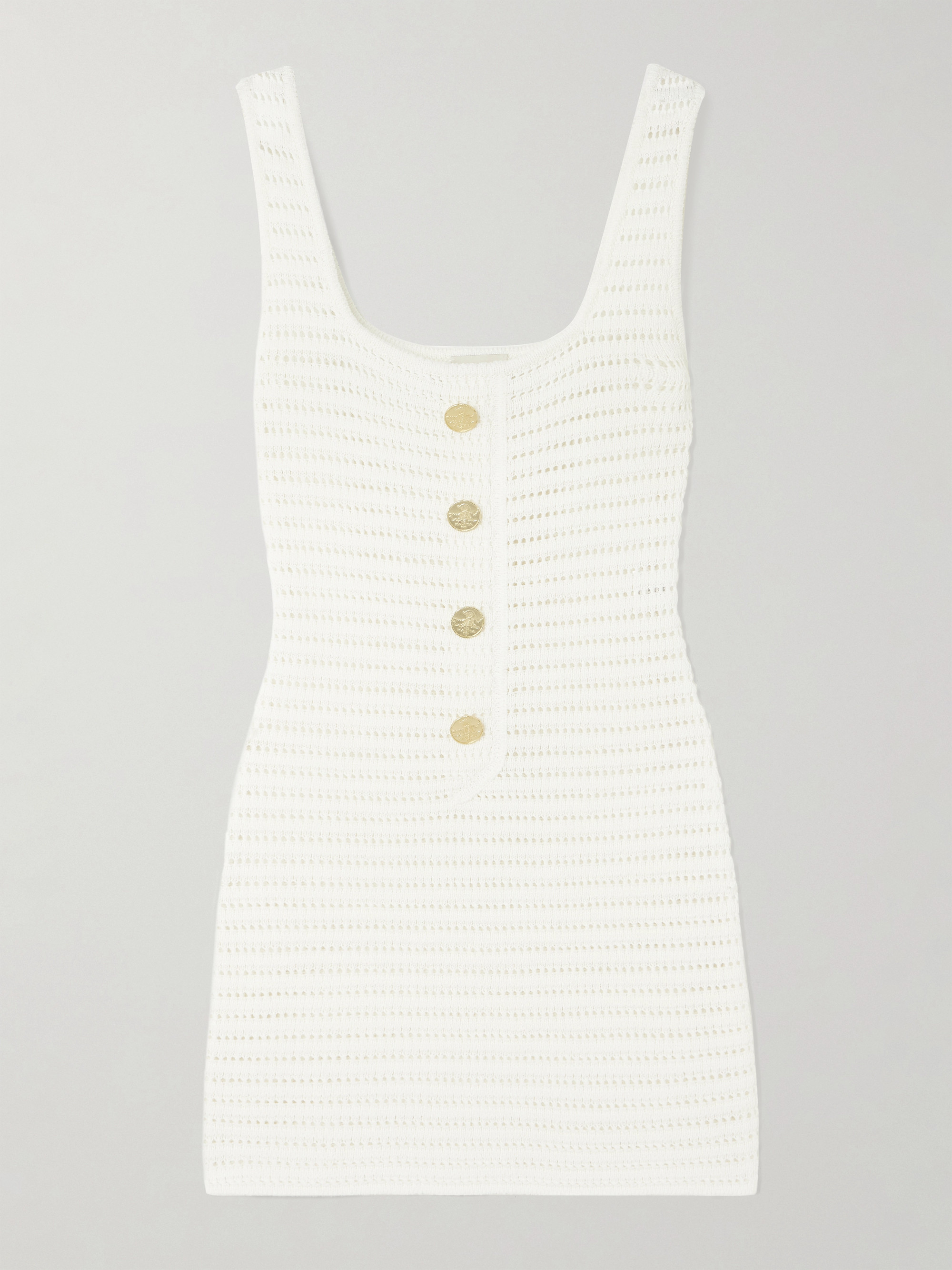 Le Kasha Siflag pointelle-knit linen mini dress