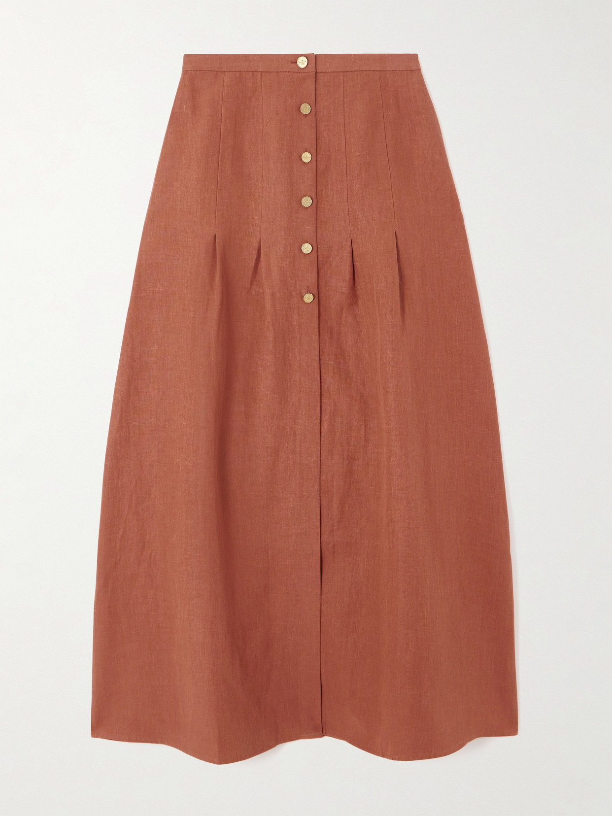 Le Kasha Hadera Pleated Organic Linen-gauze Maxi Skirt