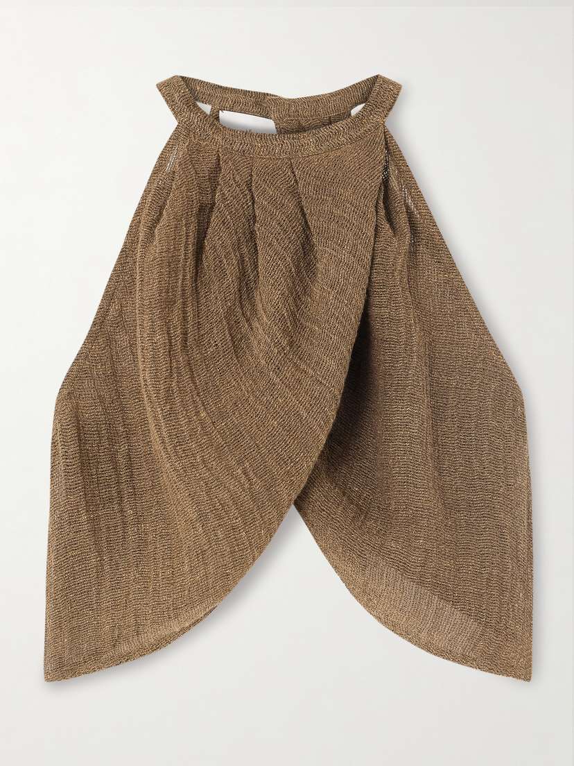 Le Kasha Alger Cropped Organic Linen-gauze Top