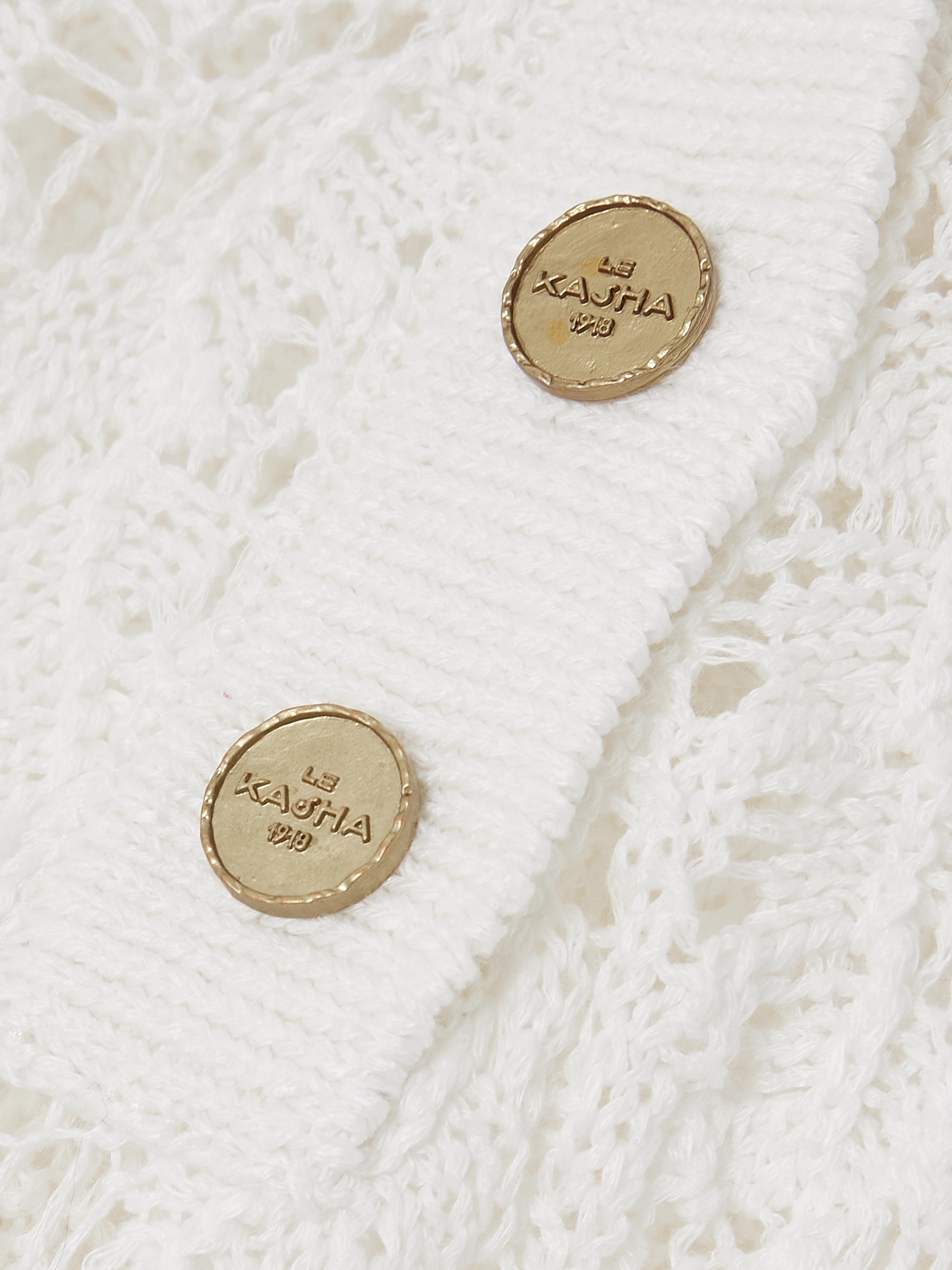 Le Kasha Qarar open-knit organic linen polo shirt
