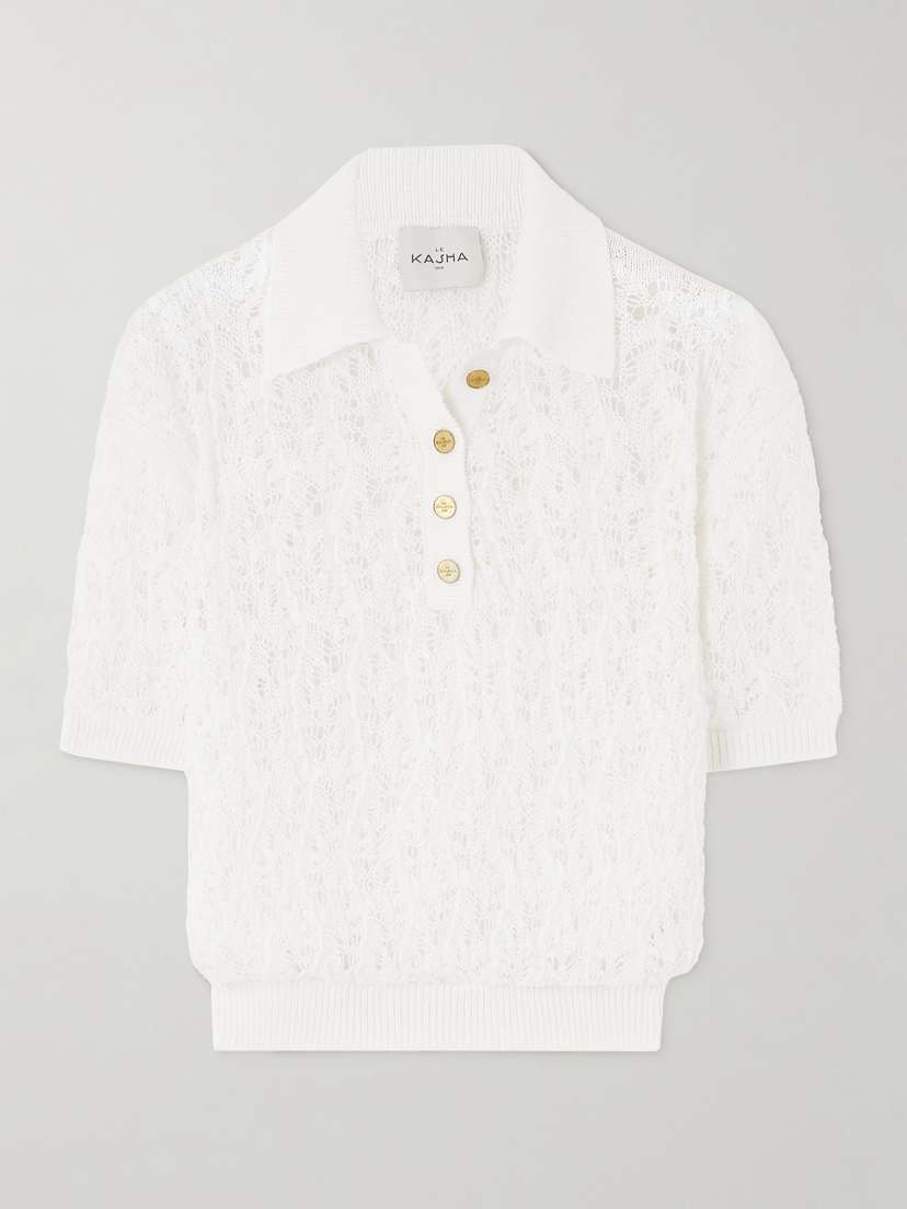 Le Kasha Qarar Open-knit Organic Linen Polo Shirt