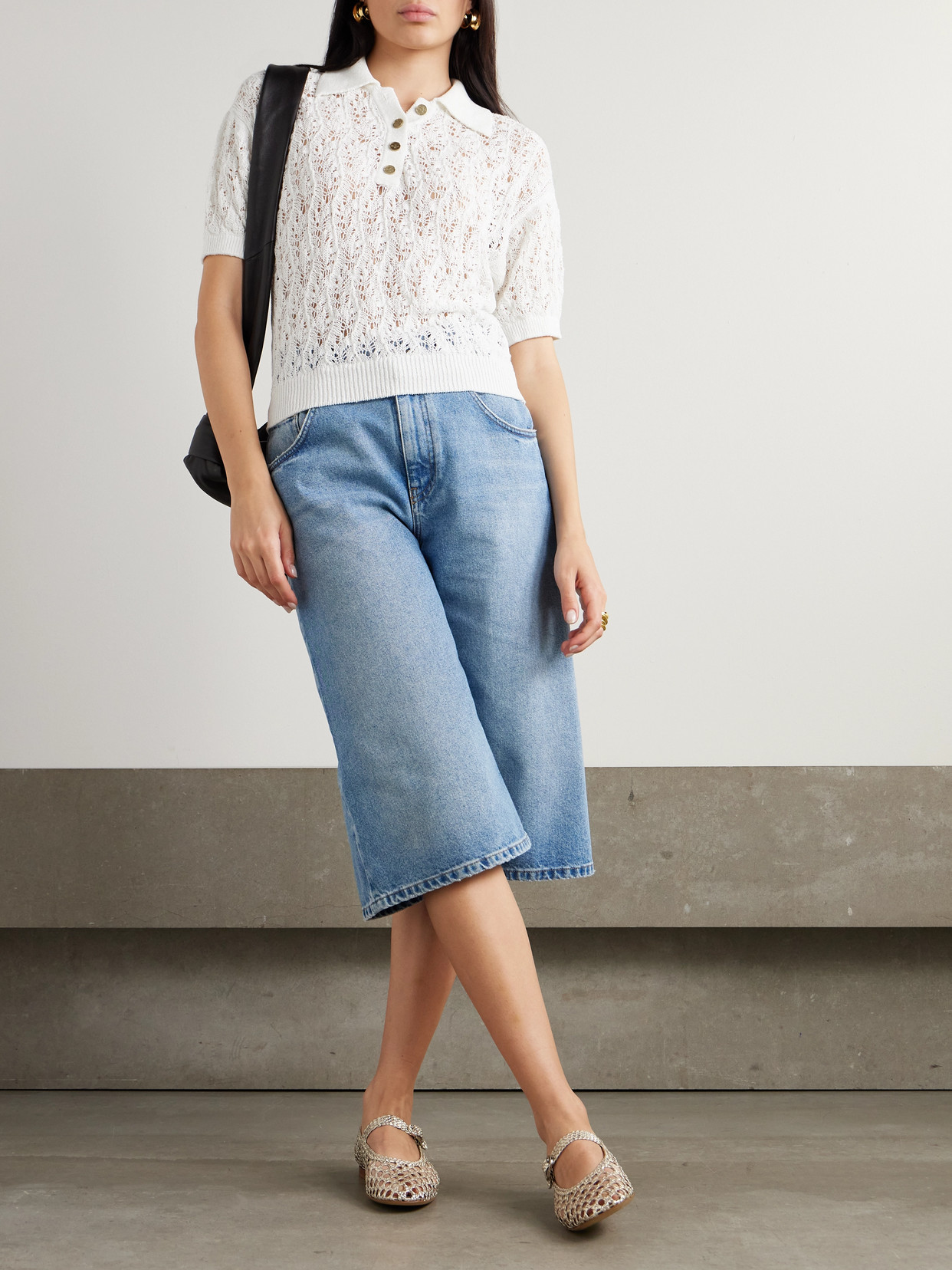 Shop Le Kasha Qarar Open-knit Organic Linen Polo Shirt