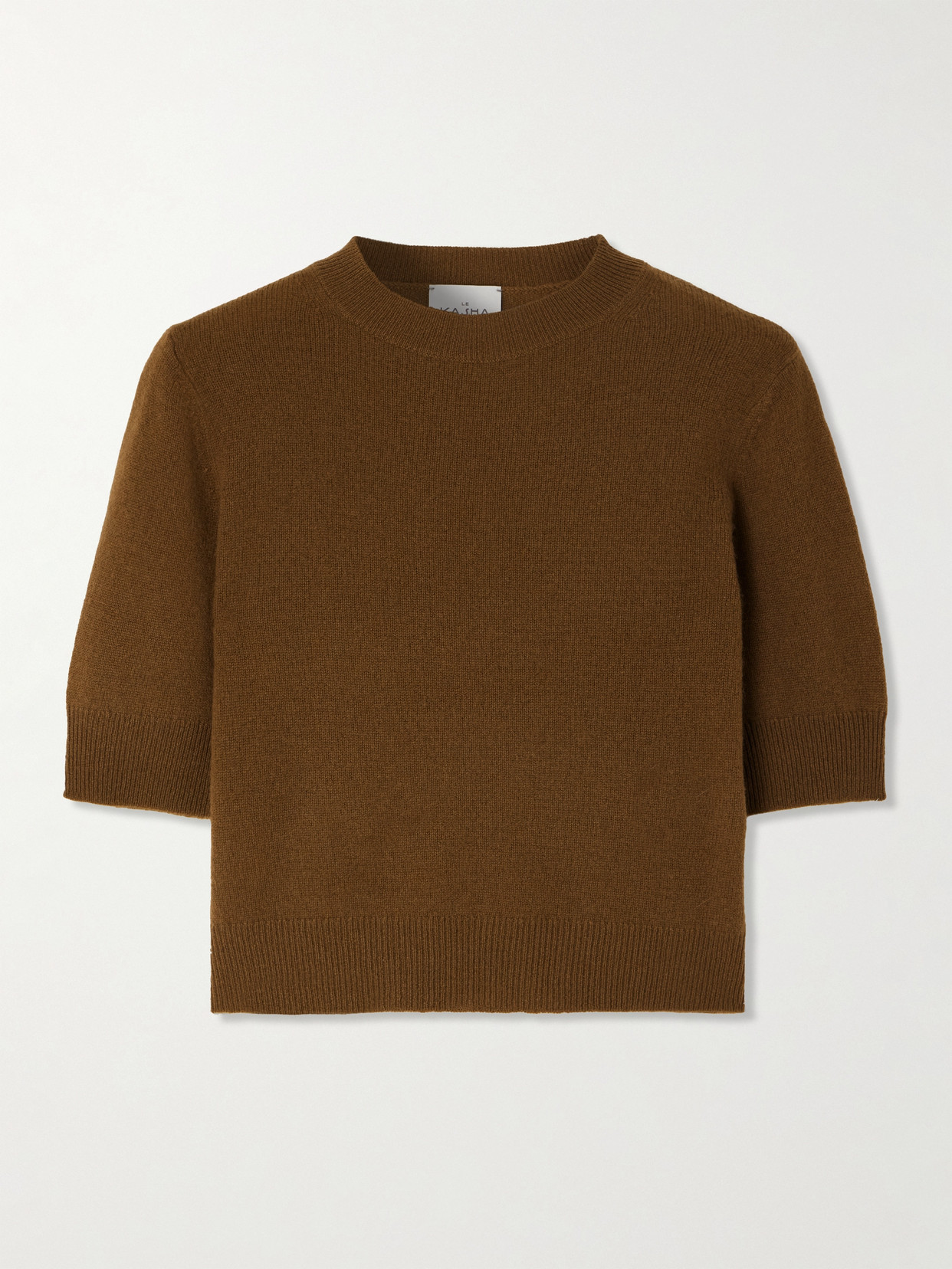 Le Kasha Cropped Organic Cashmere Sweater In Brown