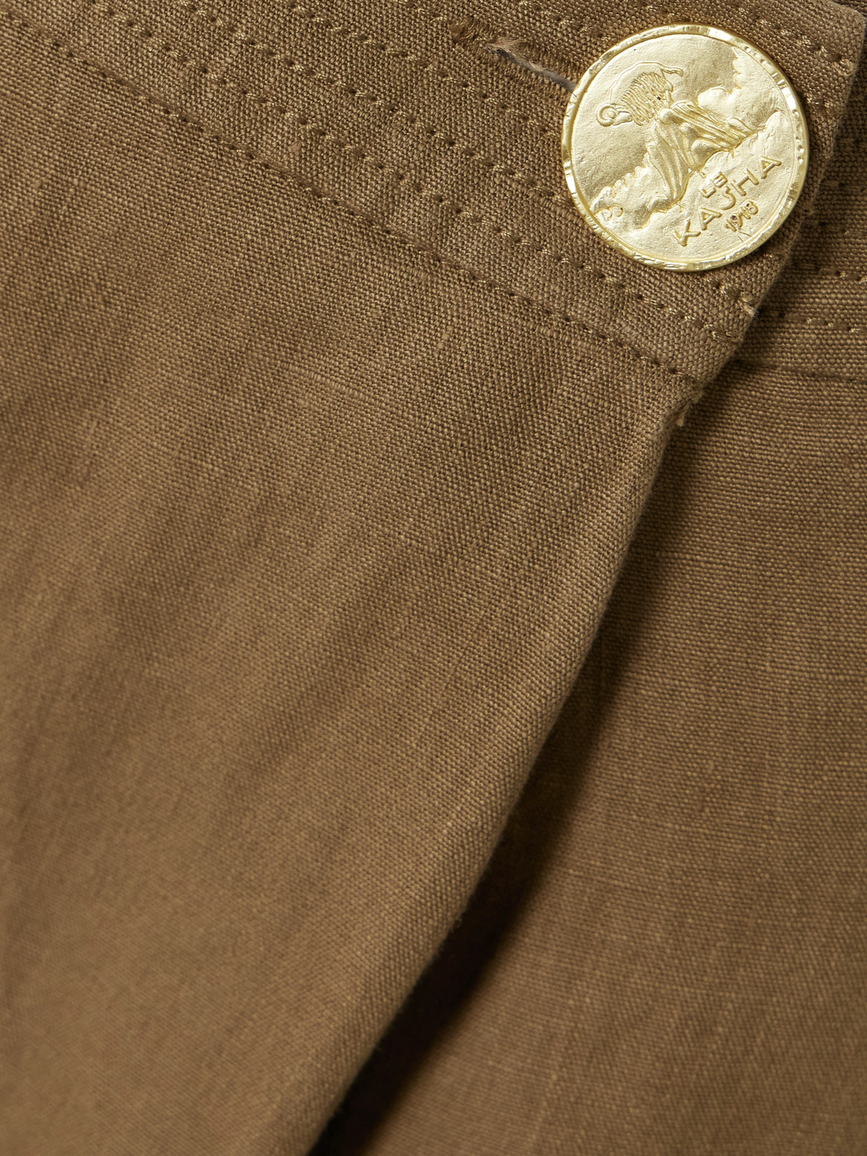 LE KASHA MINUF PLEATED LINEN WIDE-LEG PANTS 