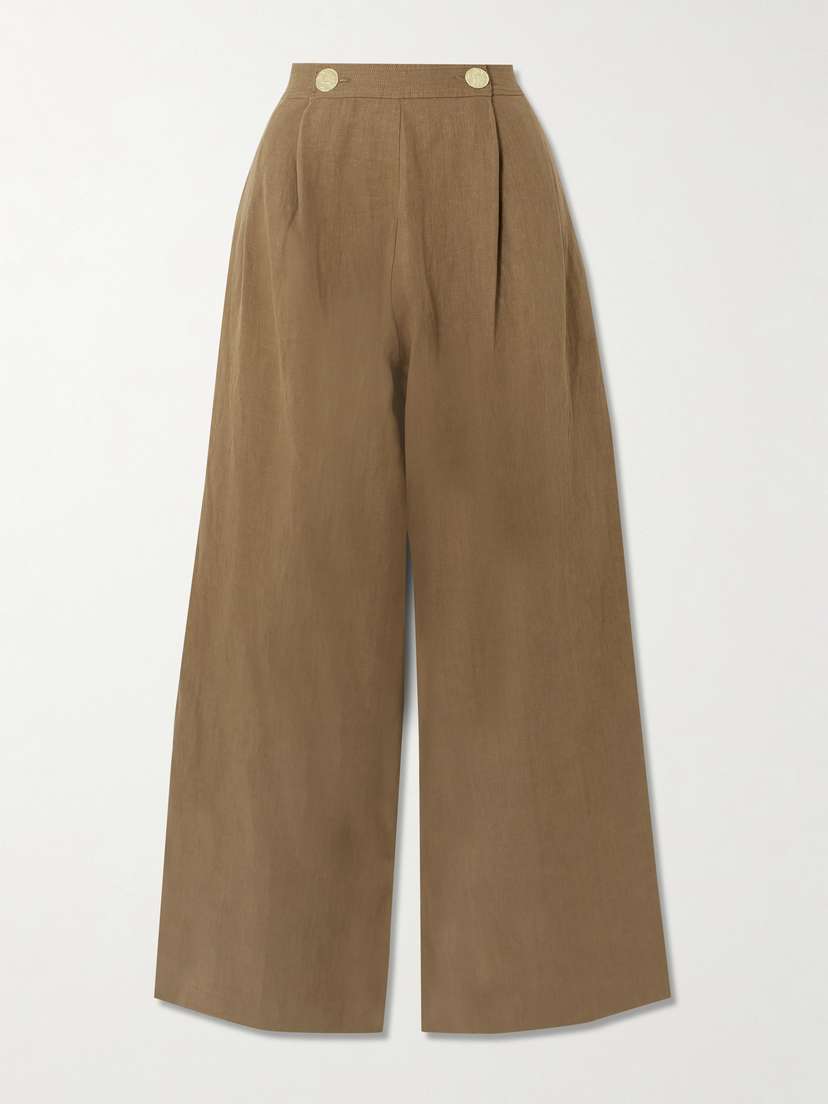 Le Kasha Minuf Pleated Linen Wide-leg Pants