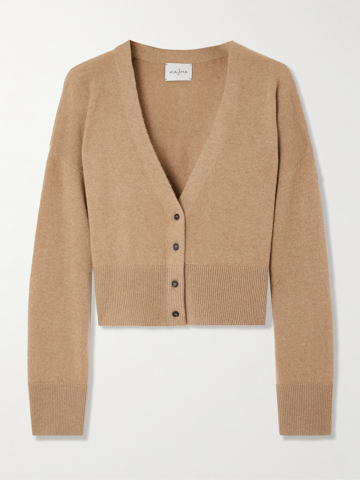 Le Kasha Sydney Cropped Organic Cashmere Cardigan In Brown
