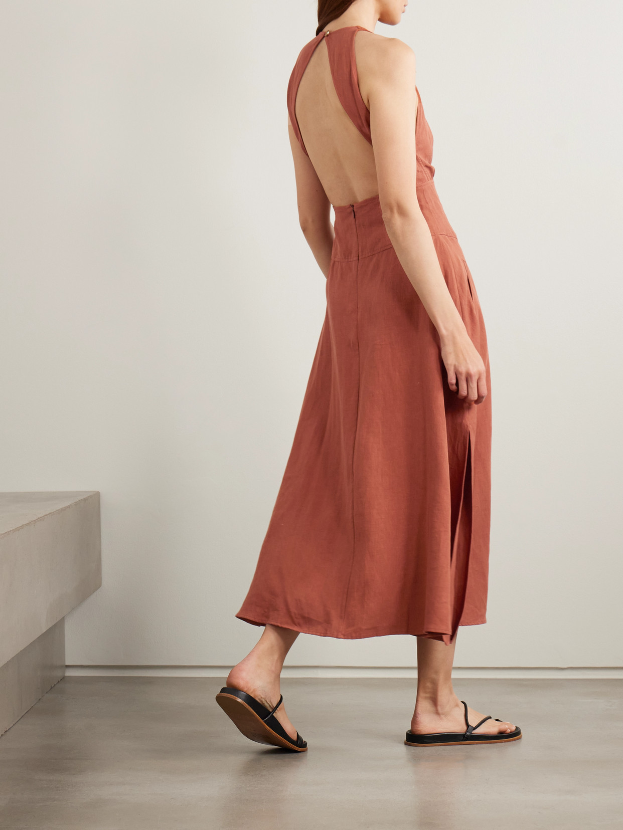 Le Kasha Jesmah Open-back Embellished Linen Midi Dress