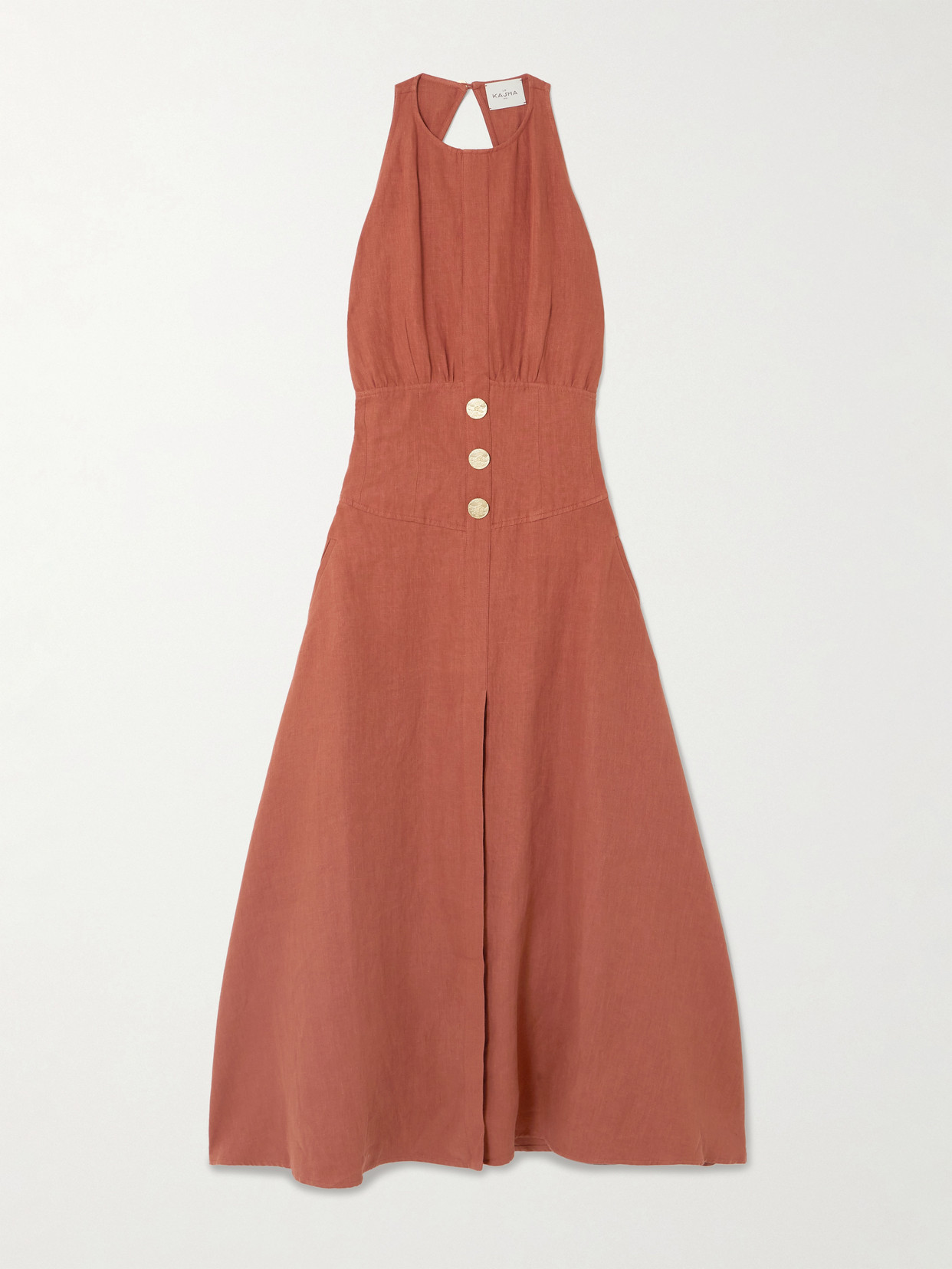 Le Kasha Jesmah Open-back Embellished Linen Midi Dress