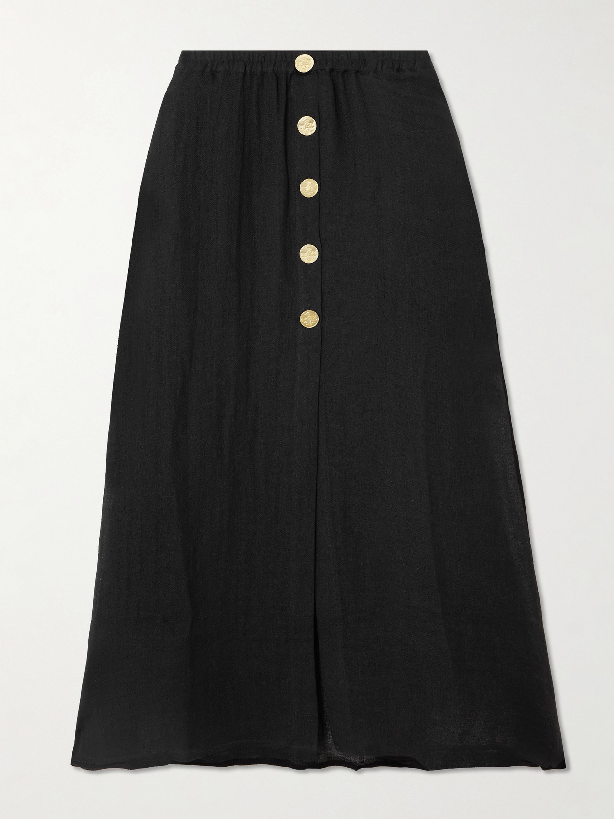 Le Kasha Hays Linen-gauze Midi Skirt