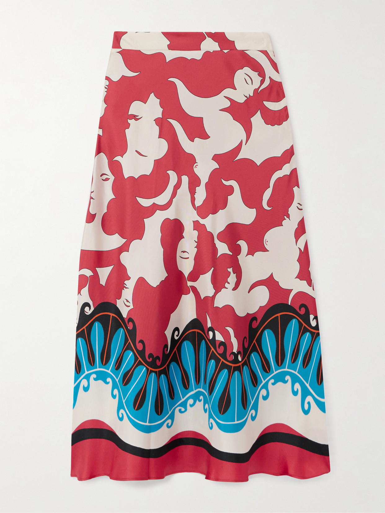 La DoubleJ - + Mother Lungomare Printed Silk-twill Midi Skirt - Red