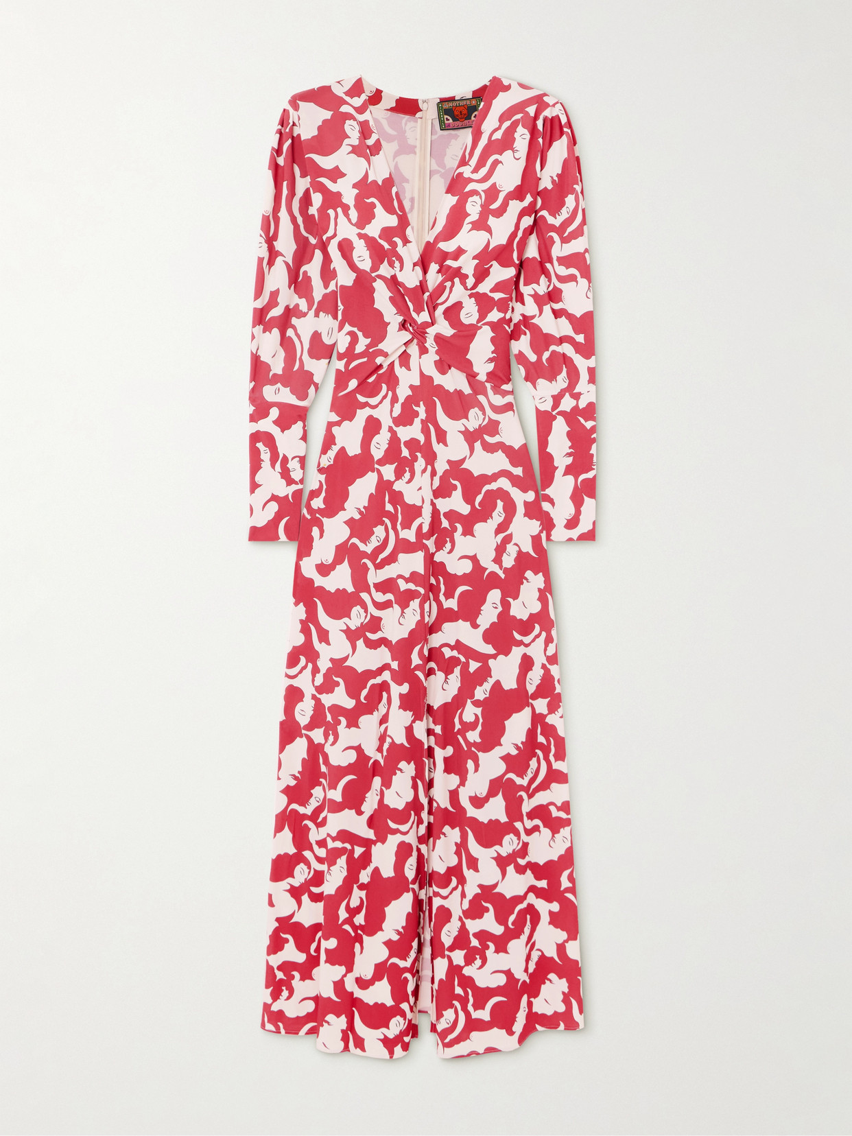 La DoubleJ - + Mother Twist-front Printed Jersey Midi Dress - Red